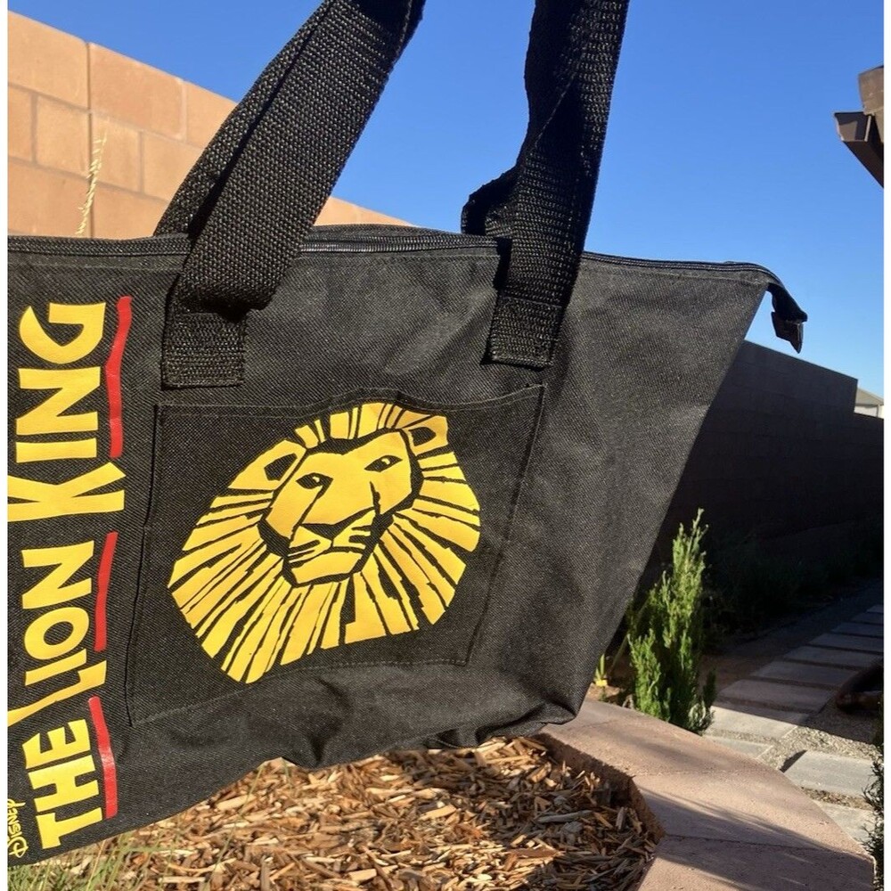 Disney The Lion King Broadway Musical Black Zipper Tote Bag Simba Logo 18”